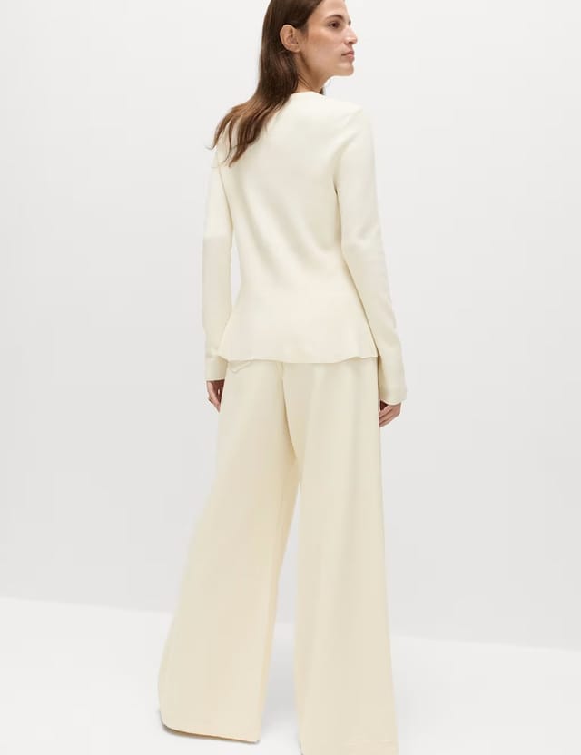 Marks & Spencer M&S Crew Neck Peplum Slim Fit Cardigan Ivory - 2