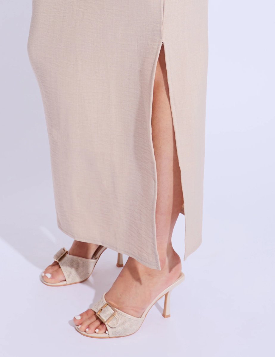 Public Desire Linen Look Maxi Skirt Co-ord Beige - 2