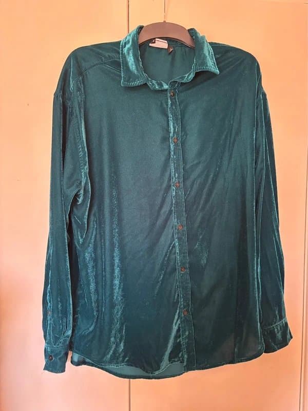 ASOS Design ASOS Design Green Velvet Shirt – Slim/Regular Fit – Size M 90s vibe