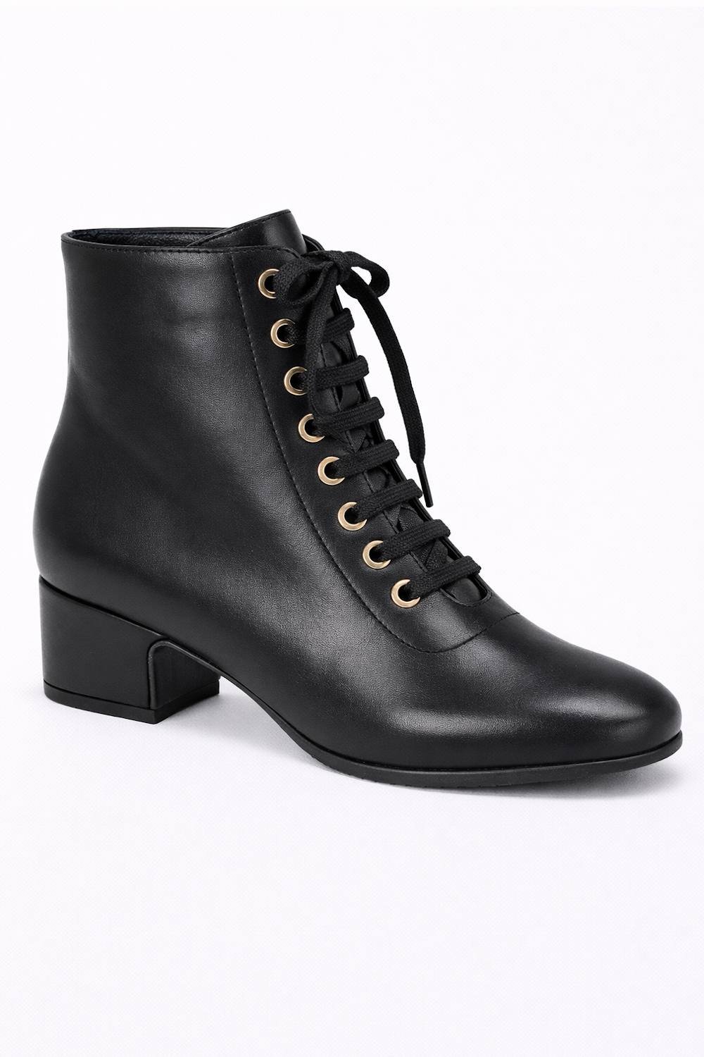 Spot On Spot On Women's Low Block Heel Lace-Up Ankle Boot with Metal Eyelets in Black - 2