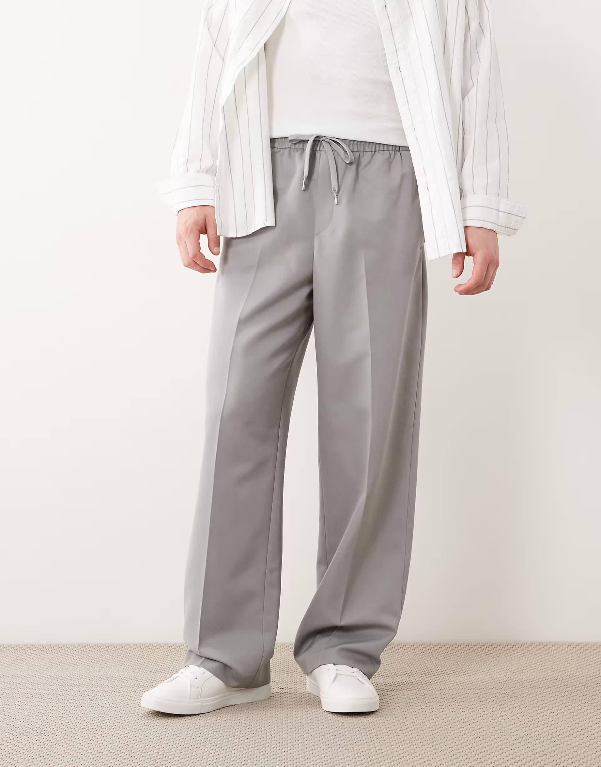 ASOS ASOS DESIGN smart pull on wide leg trousers in navy