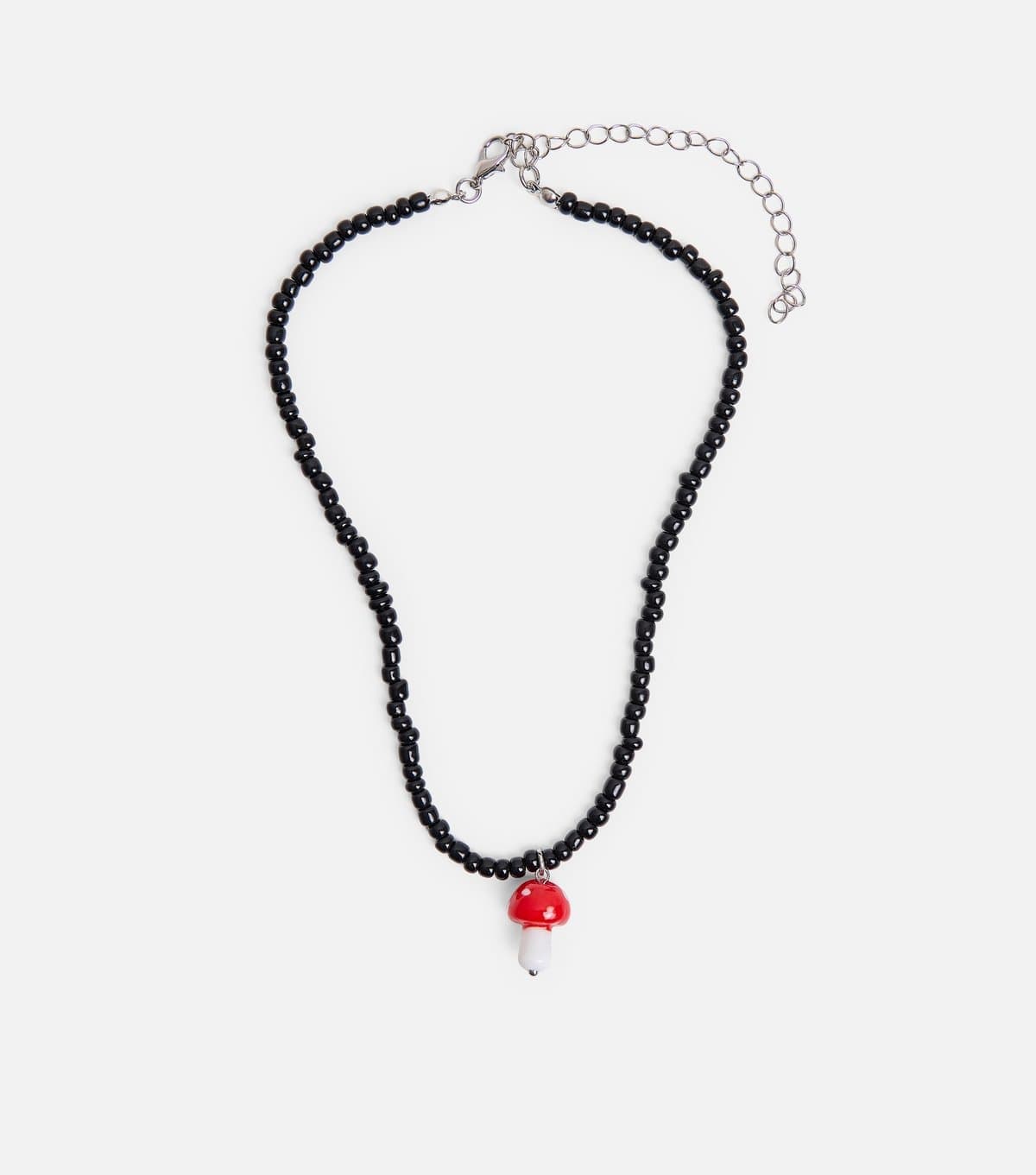 Public Desire Public Desire Black Beaded Mushroom Pendant Necklace