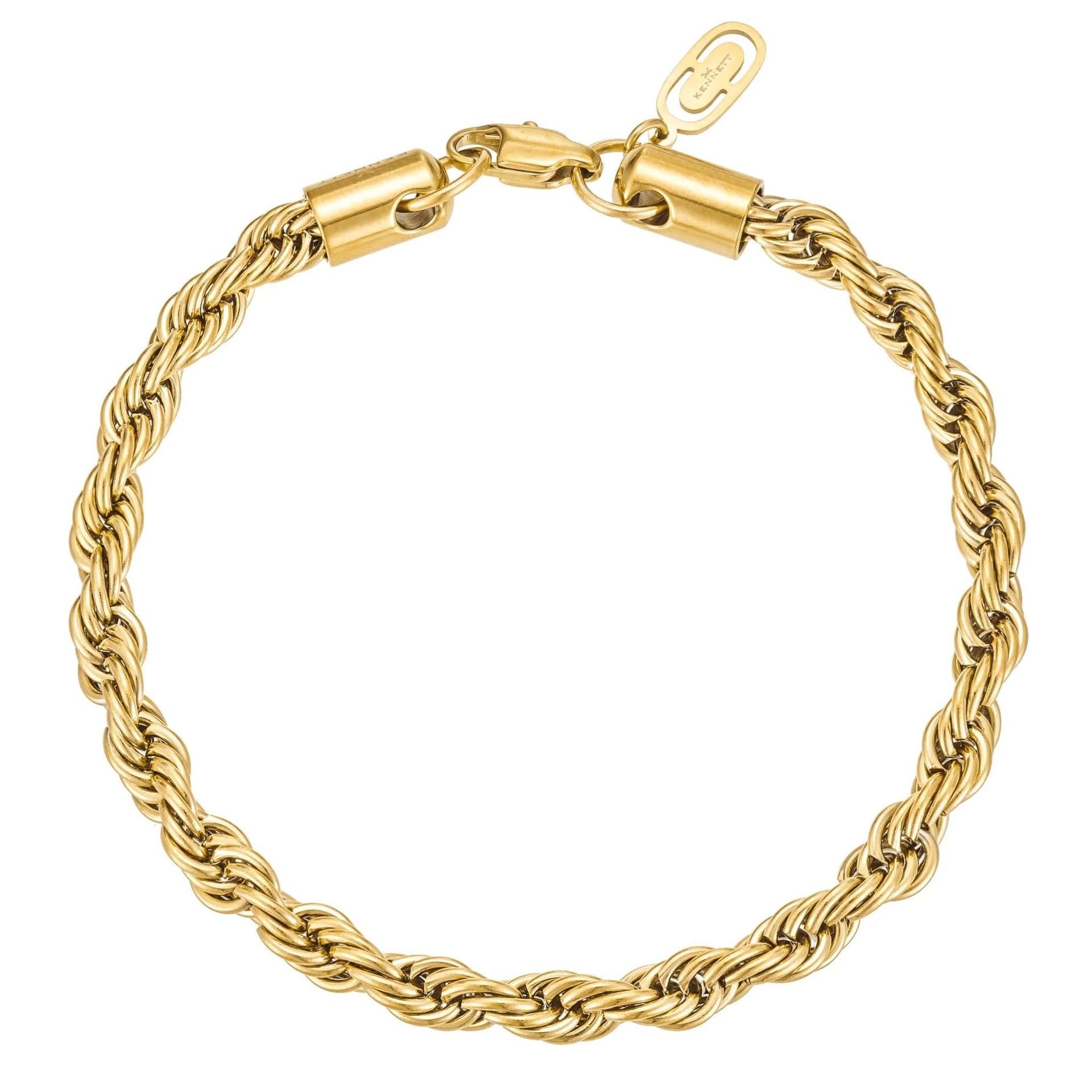 Kennett Kennett Men's Gold Twisted Chain Bracelet 5mm 19cm