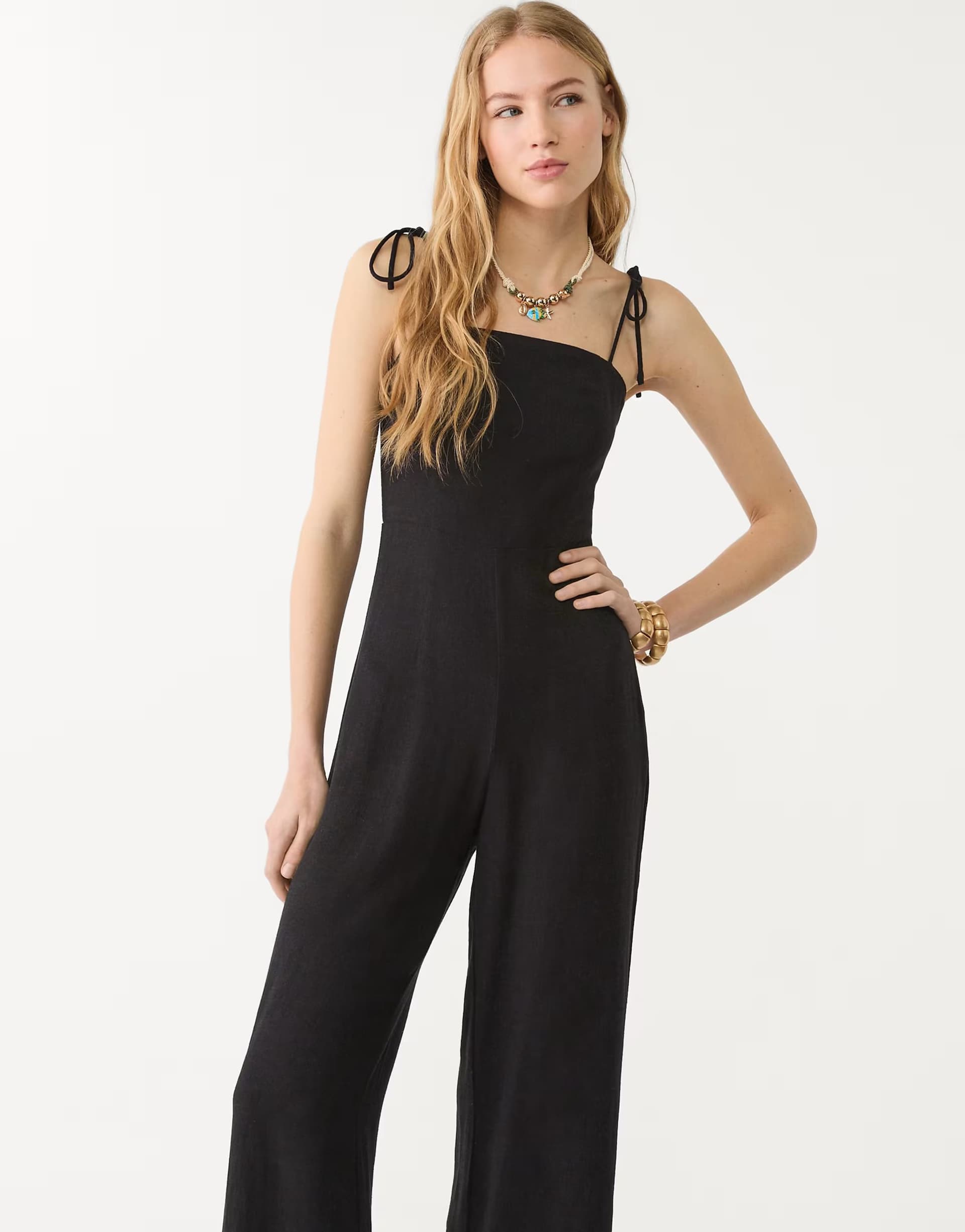 ASOS Stradivarius tie strap jumpsuit in black