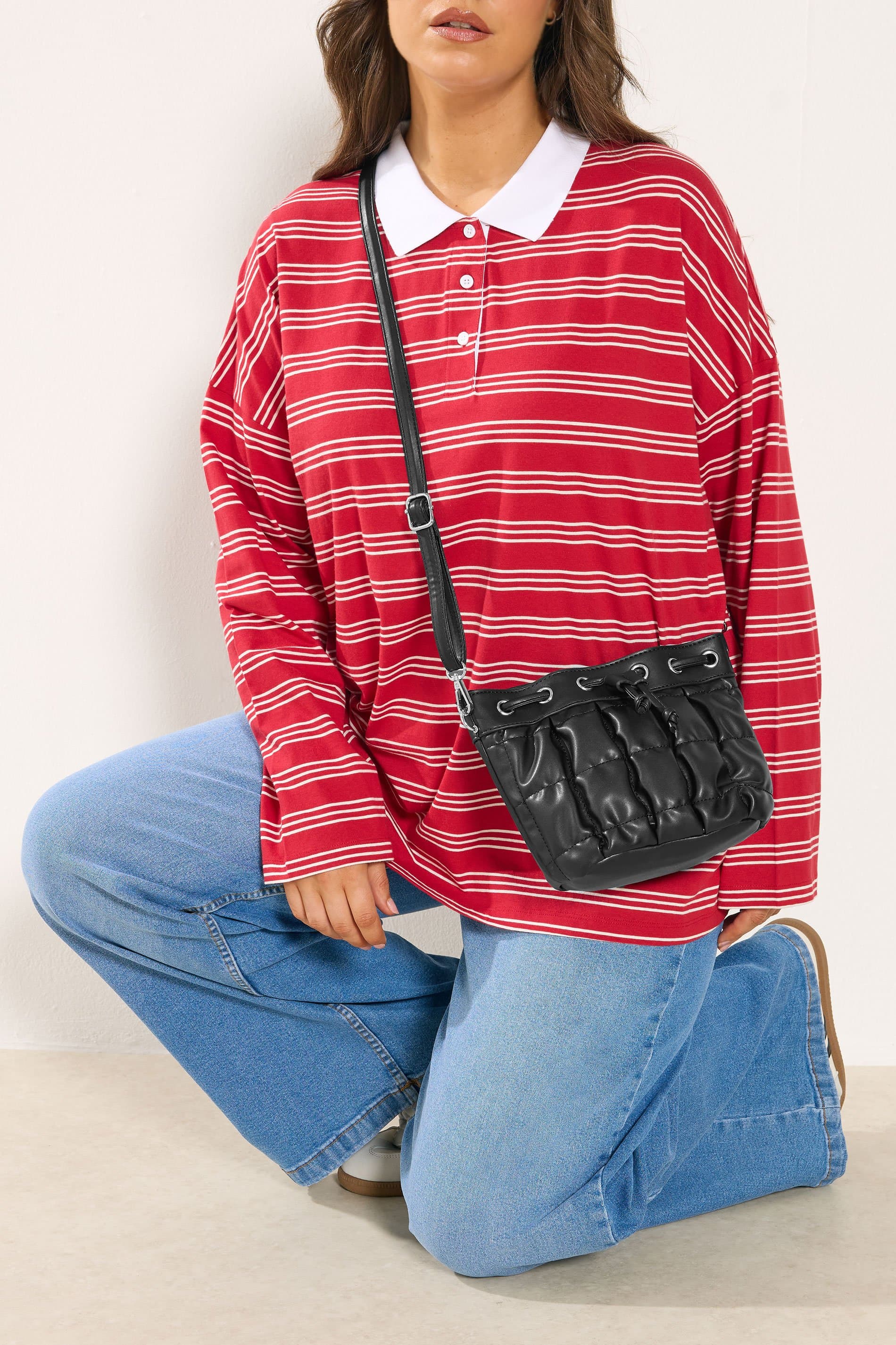 Yours Black Faux Leather Quilted Bucket Bag