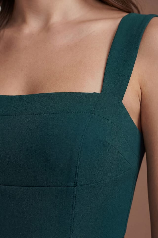 Coast Coast Women's Strappy Satin Bridesmaid Dress With Tie Back Detail in Emerald - 2