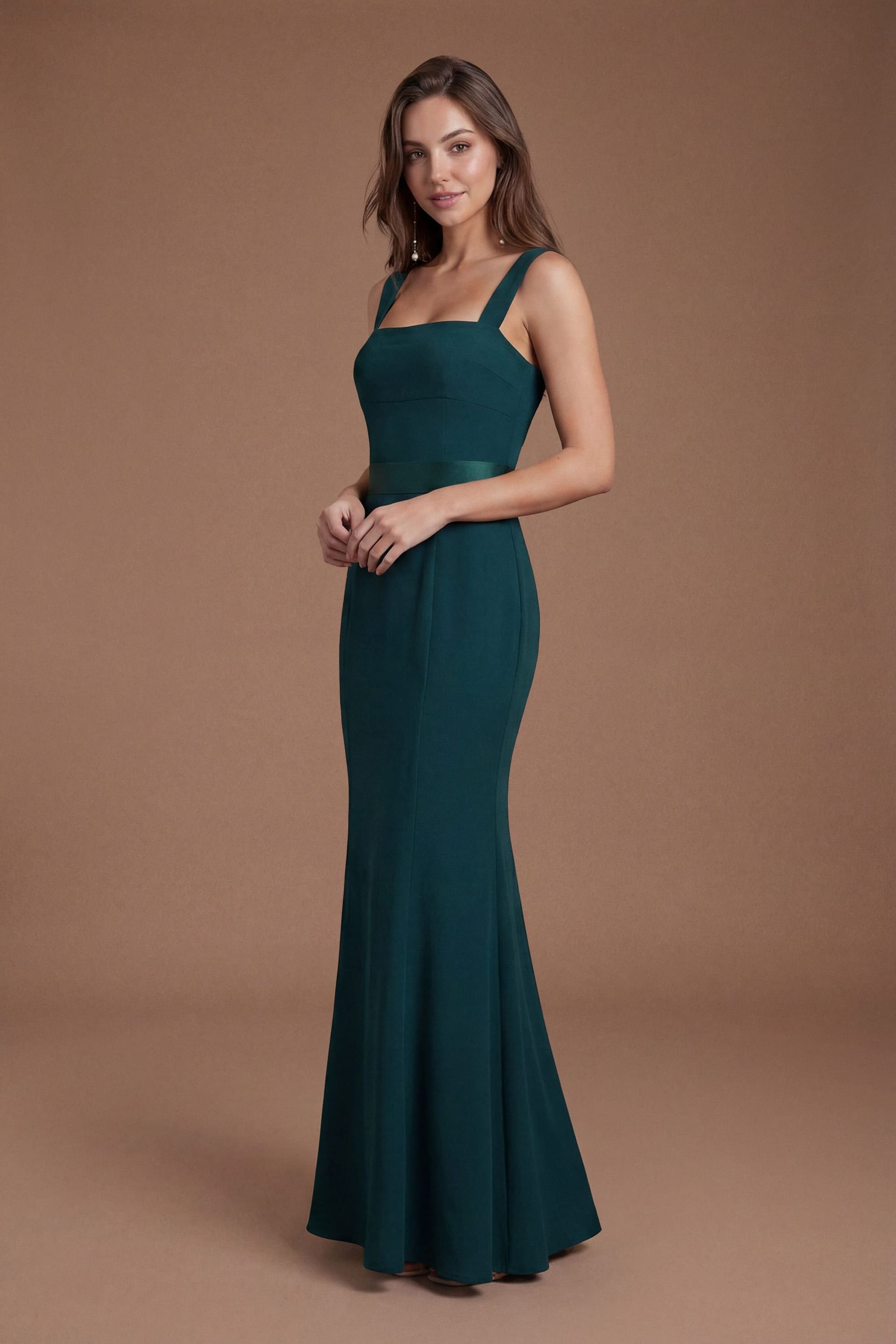 Coast Coast Women's Strappy Satin Bridesmaid Dress With Tie Back Detail in Emerald - 4