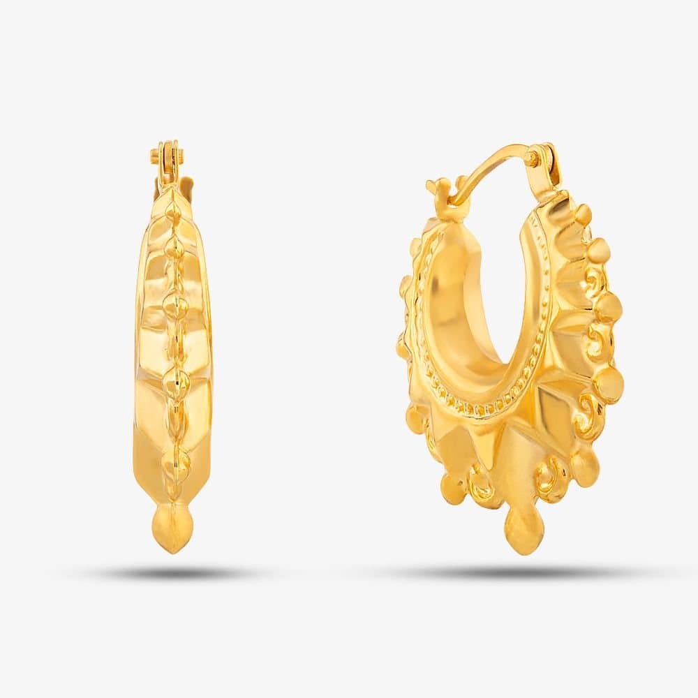 T.H.Baker T.H.Baker Women's 9ct Yellow Gold Fancy Patterned Creole Earrings UER103Y