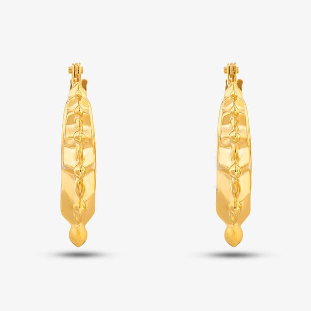 T.H.Baker T.H.Baker Women's 9ct Yellow Gold Fancy Patterned Creole Earrings UER103Y - 2