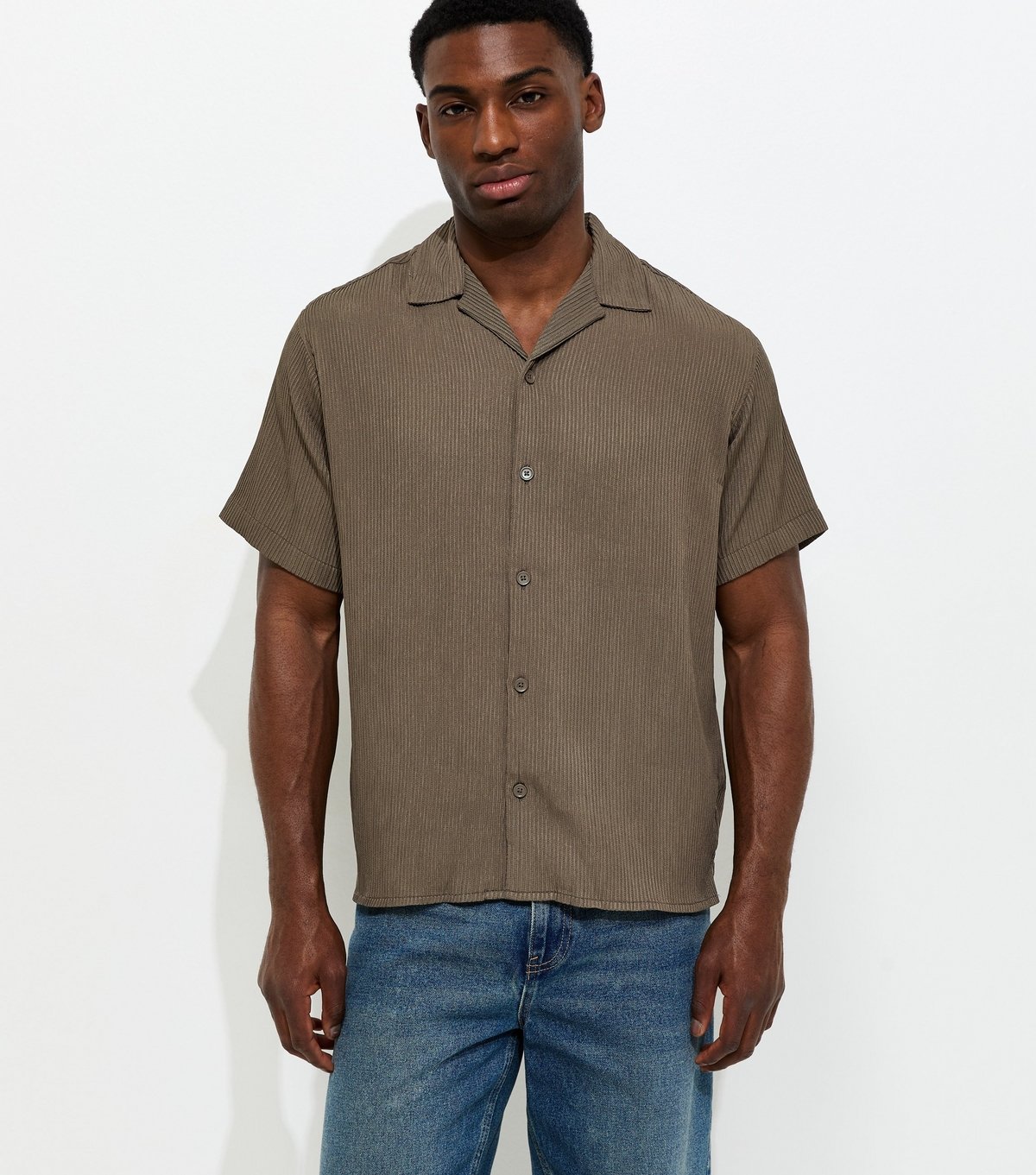 jack & jones Men's Dark Brown Relaxed Striped Short Sleeve Shirt Jack & Jones New Look - 2