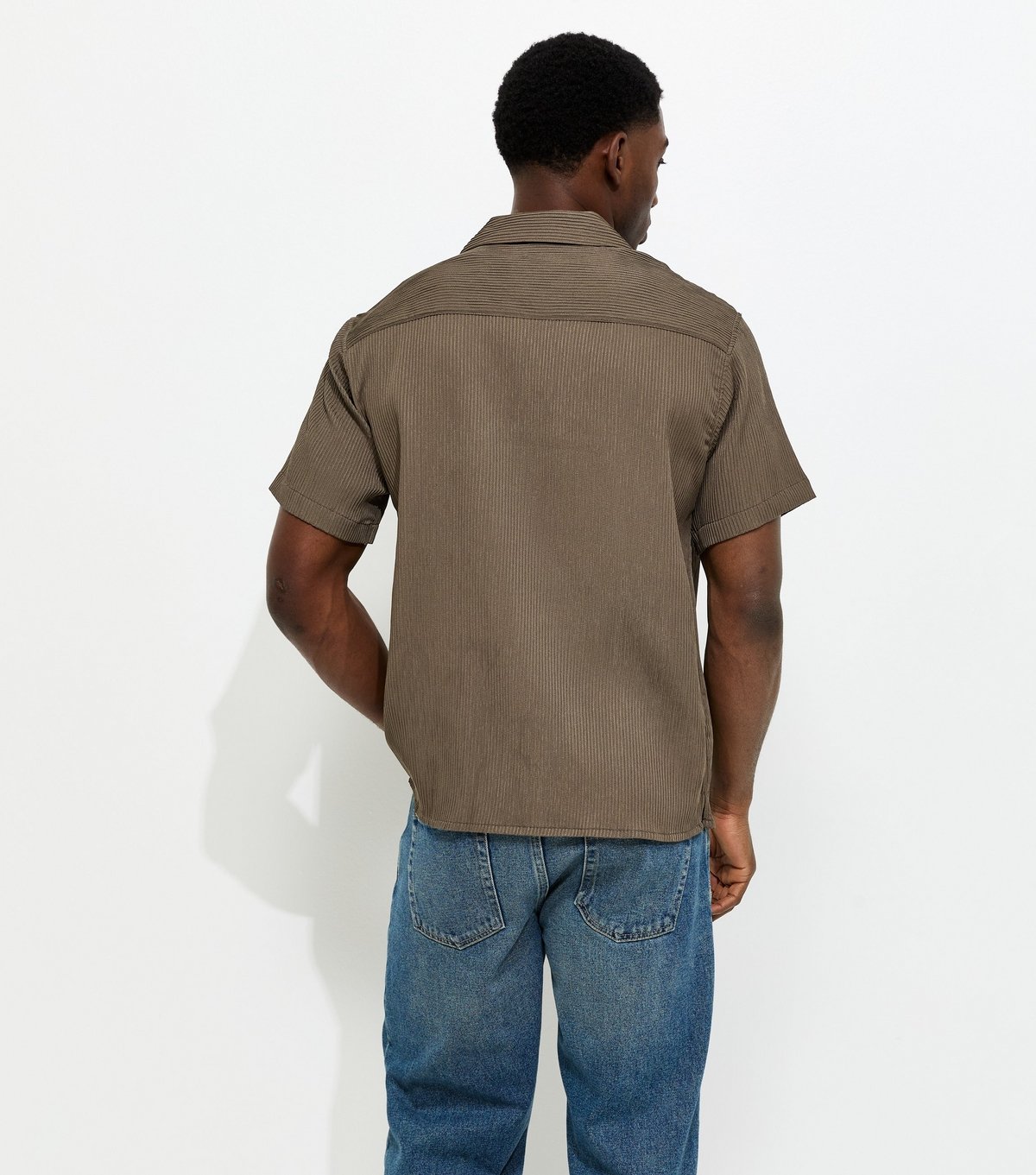 jack & jones Men's Dark Brown Relaxed Striped Short Sleeve Shirt Jack & Jones New Look - 4