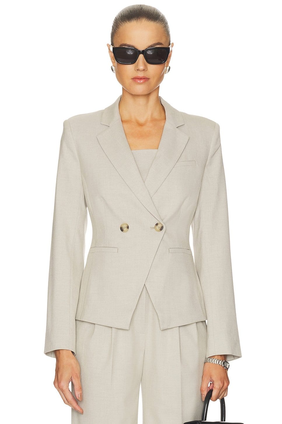 Revolve Khaki Double-Breasted Blazer
