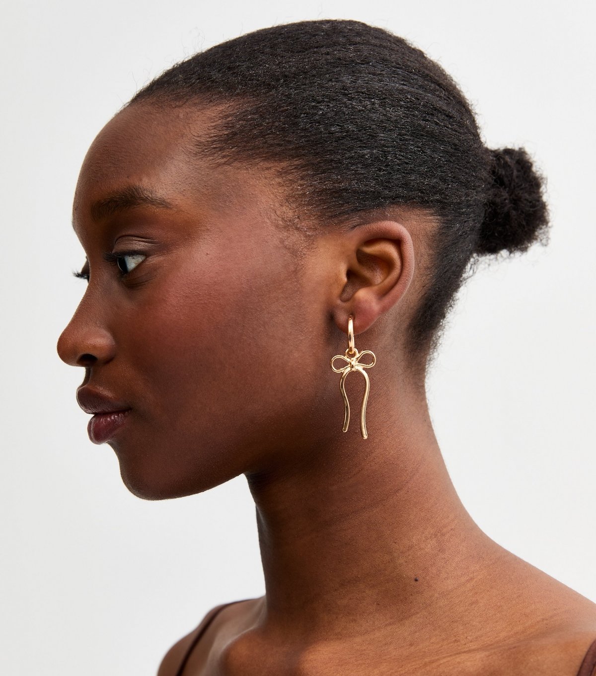 New Look Gold Tone Bow Drop Hoop Earrings New Look - 2