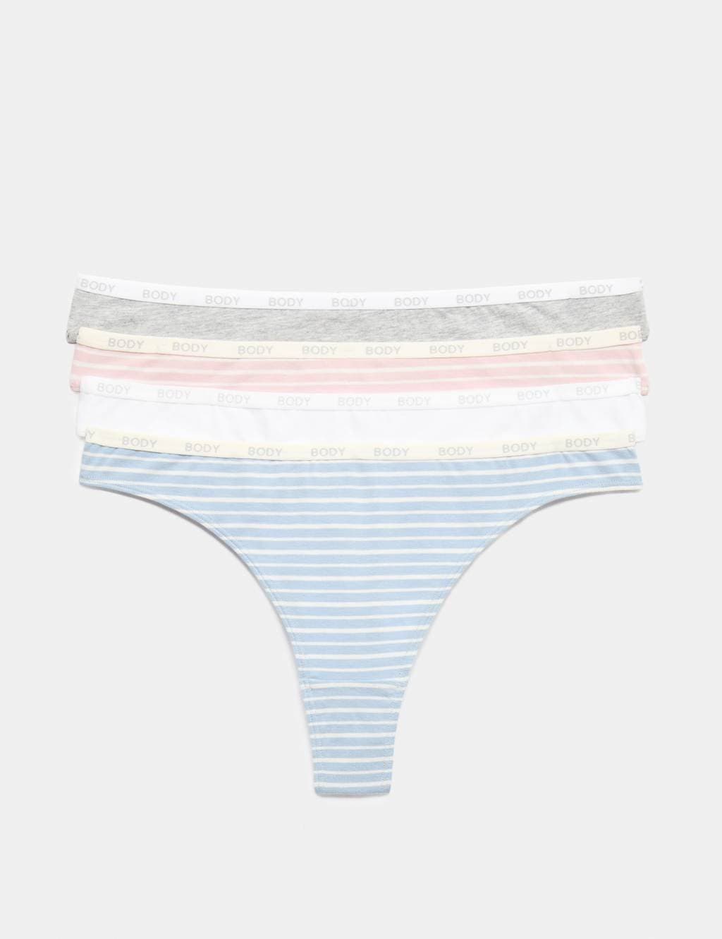 Marks & Spencer M&S 4pk Cotton Rich Thongs Light Blue Mix