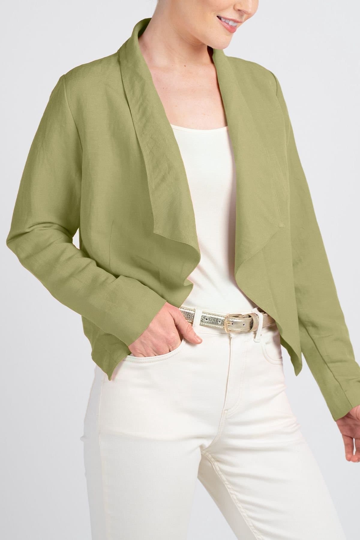 Kettlewell Kettlewell Women's Waterfall Cropped Linen Blend Coat in Light Green