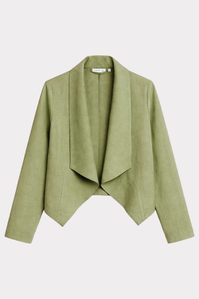 Kettlewell Kettlewell Women's Waterfall Cropped Linen Blend Coat in Light Green - 2