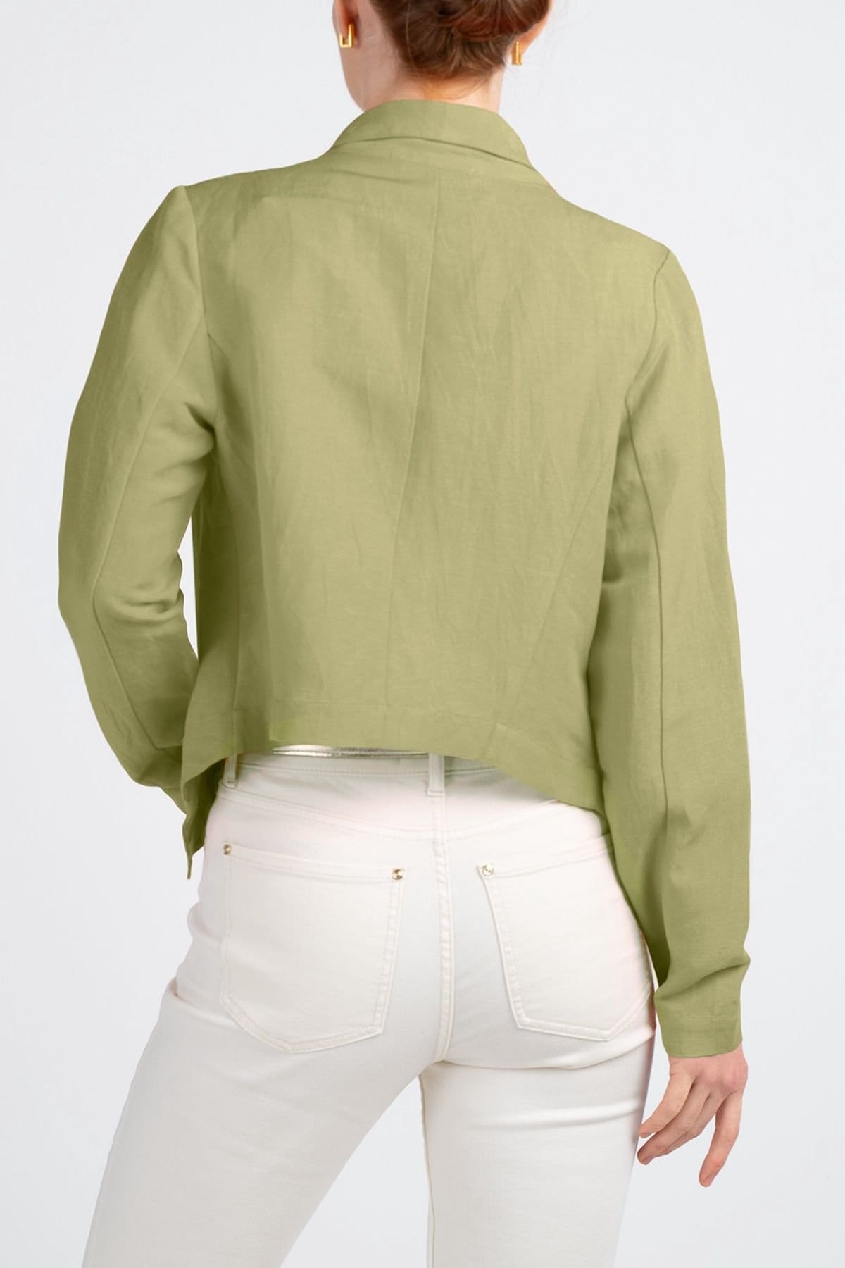 Kettlewell Kettlewell Women's Waterfall Cropped Linen Blend Coat in Light Green - 4