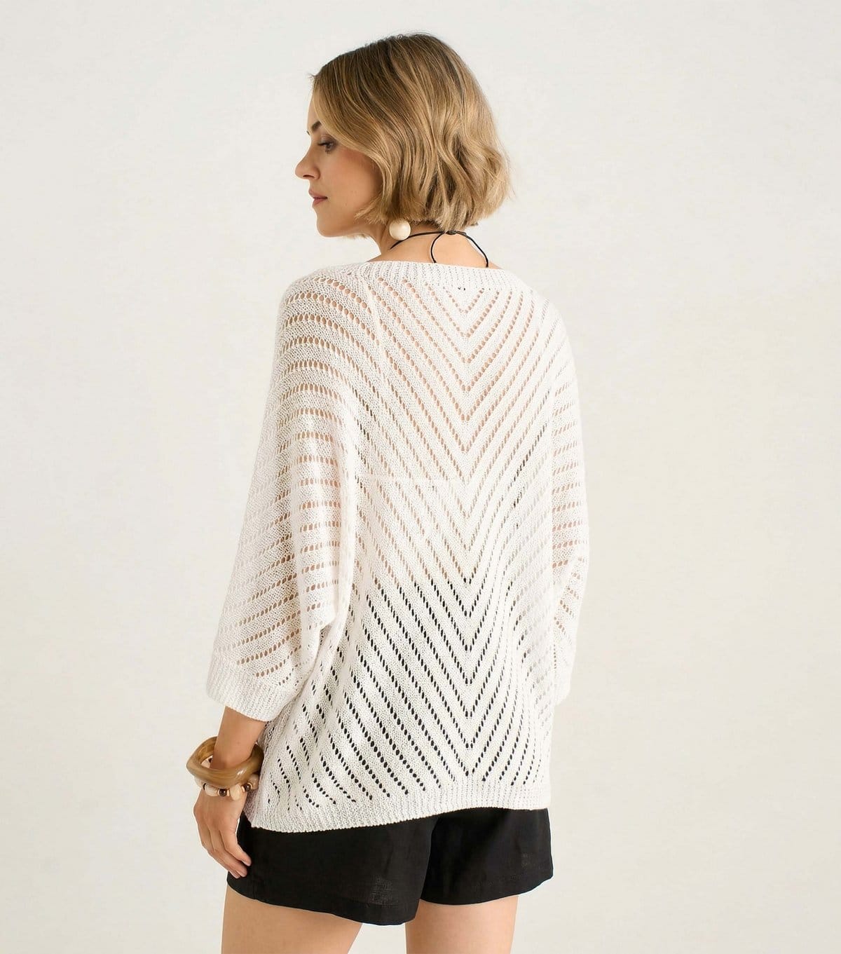 Gini London Women's White Crochet V-Neck Top Gini London New Look - 4