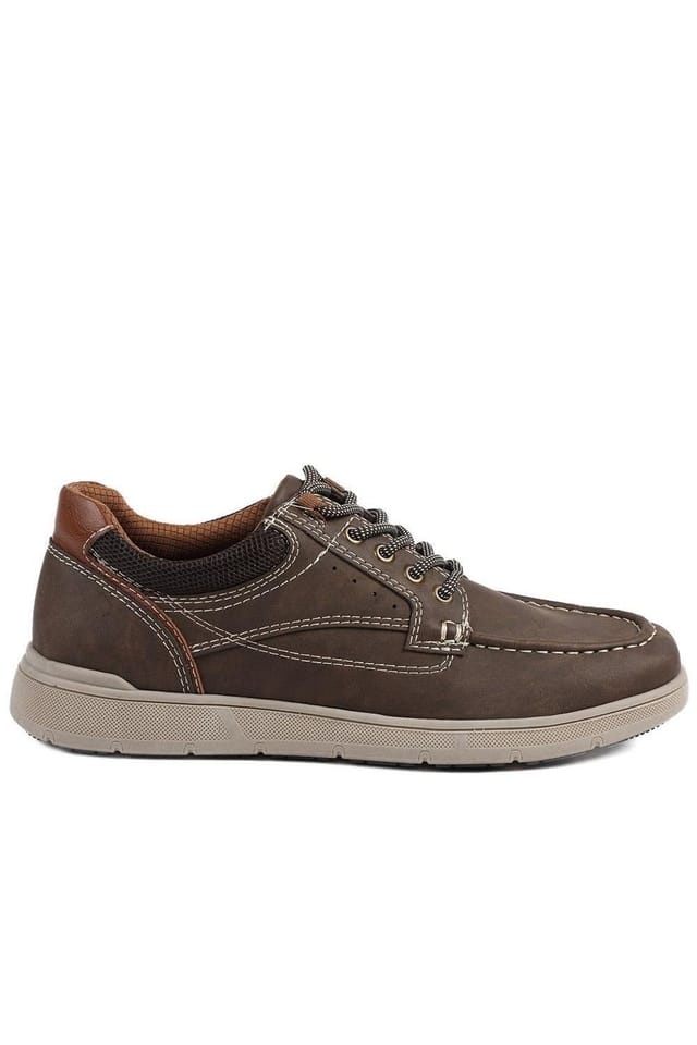 Pavers Pavers Men's Wide Fit Casual Lace Up Shoes in Brown - 2