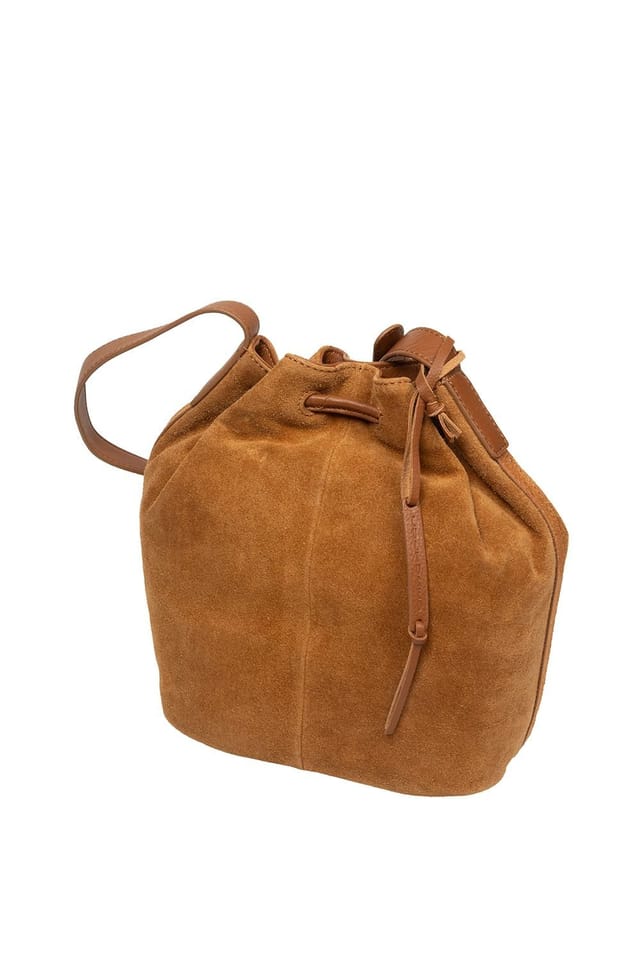 Cultured London Cultured London Women's 'Emerson' Suede & Leather Shoulder Bag in Tan - 2