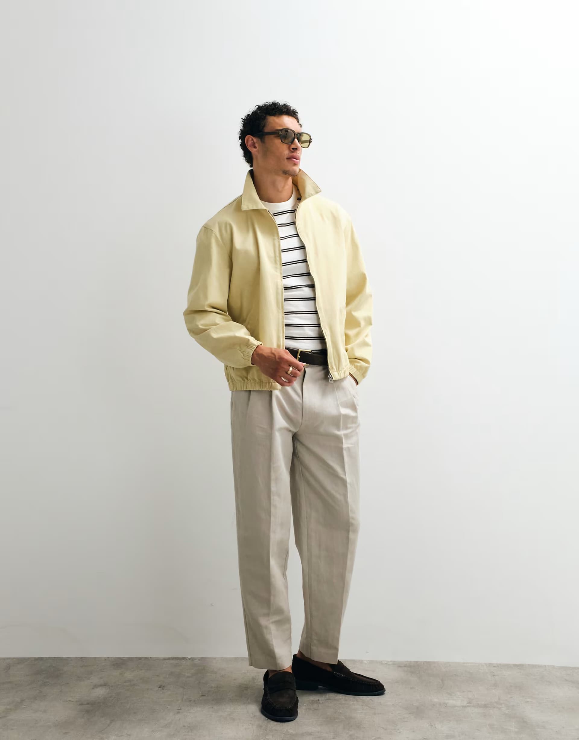 ASOS ASOS DESIGN linen rich smart oversized tapered pleated trousers in stone