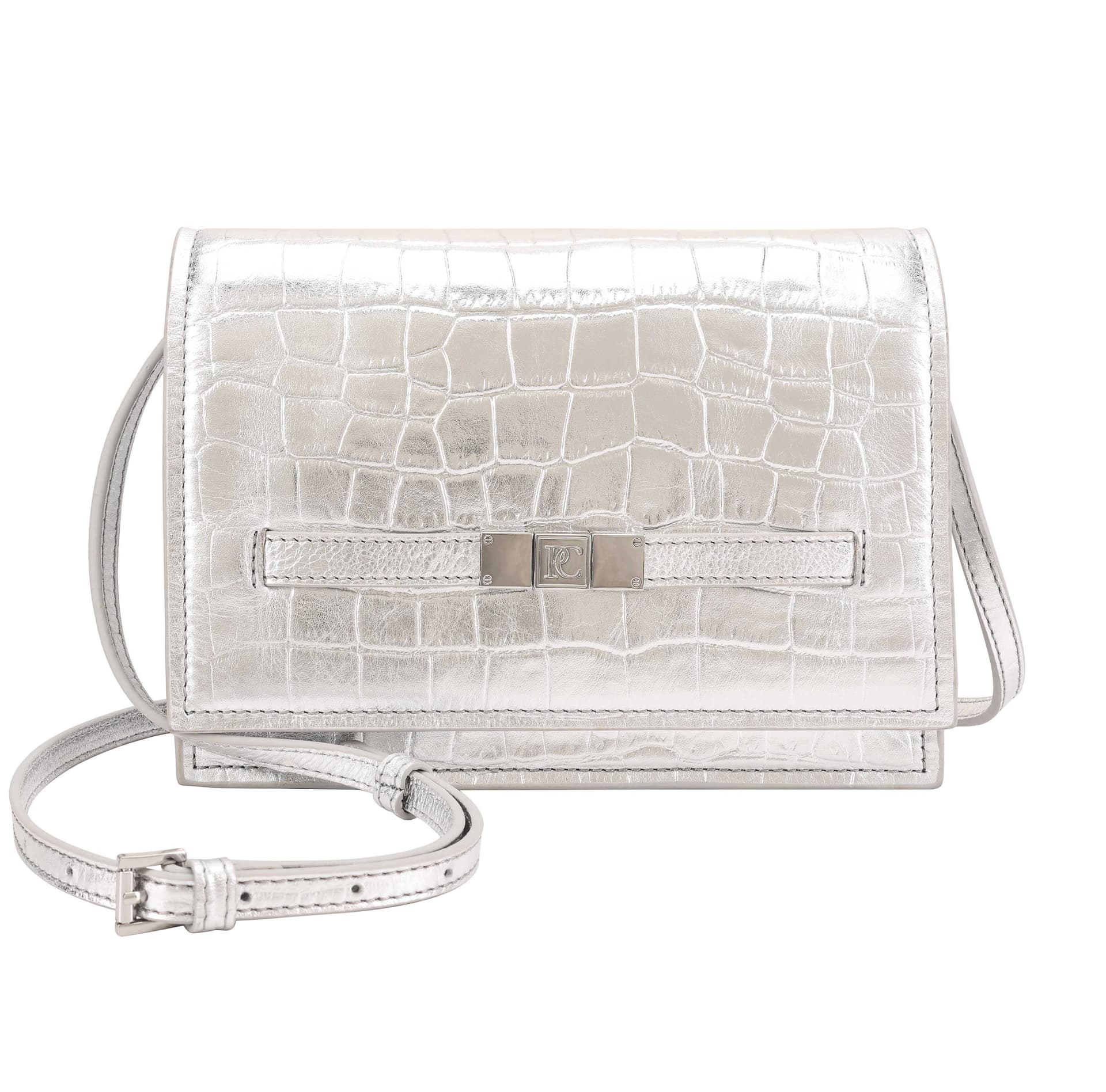 Paul Costelloe Paul Costelloe Women's Tosca Leather Clutch in Silver