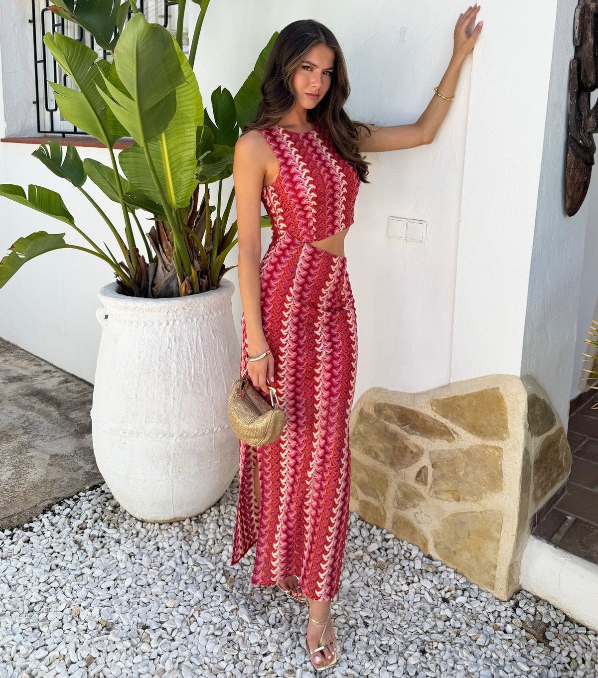 AX Paris Women's Red Crochet Waist Cut Out Midi Dress AX Paris New Look - 2