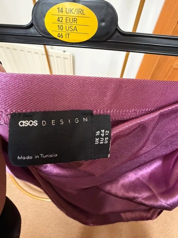 ASOS Design Purple Ruched Satin Skirt with Slit