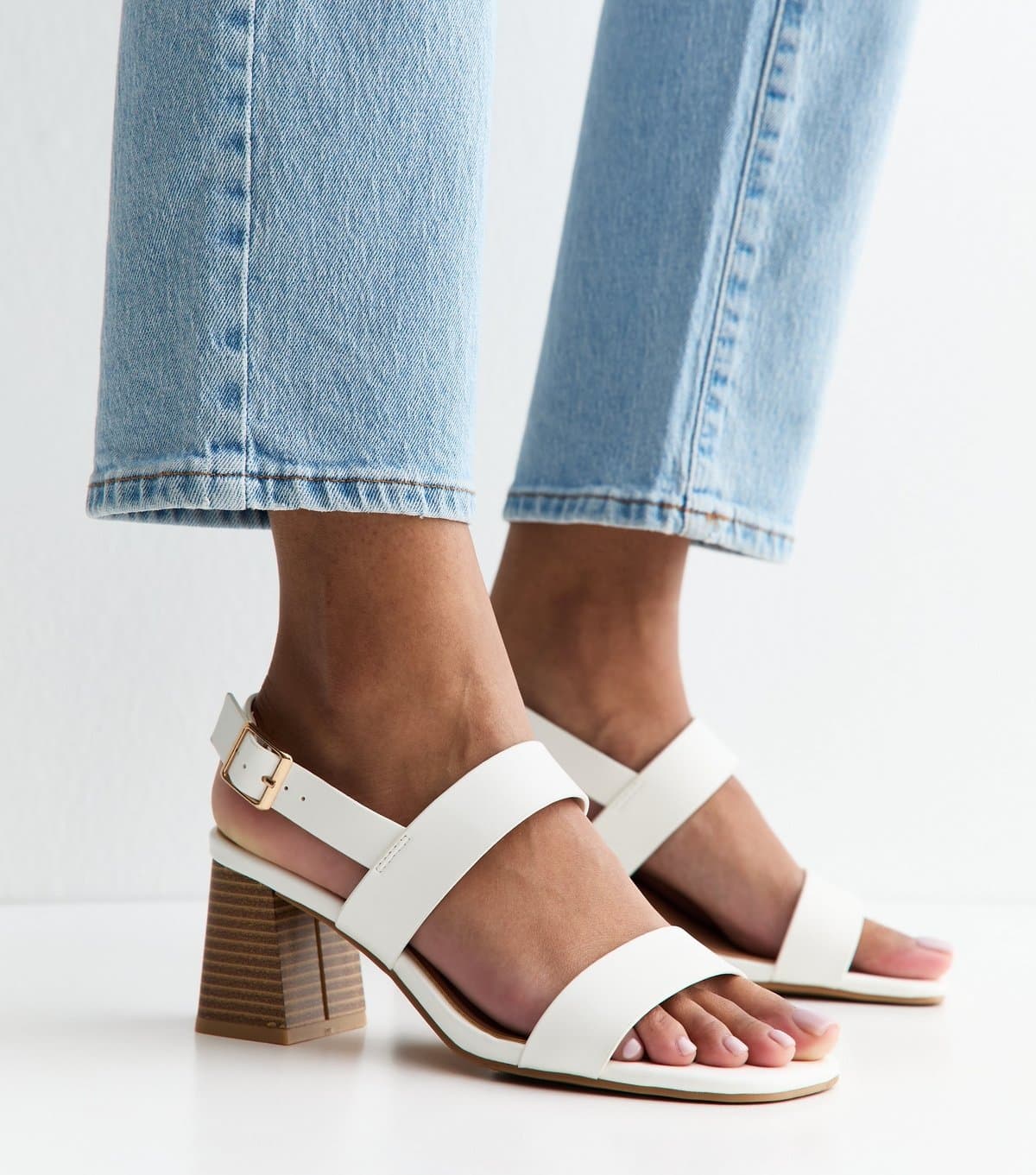 New Look New Look White Faux Leather Double Strap Sandals