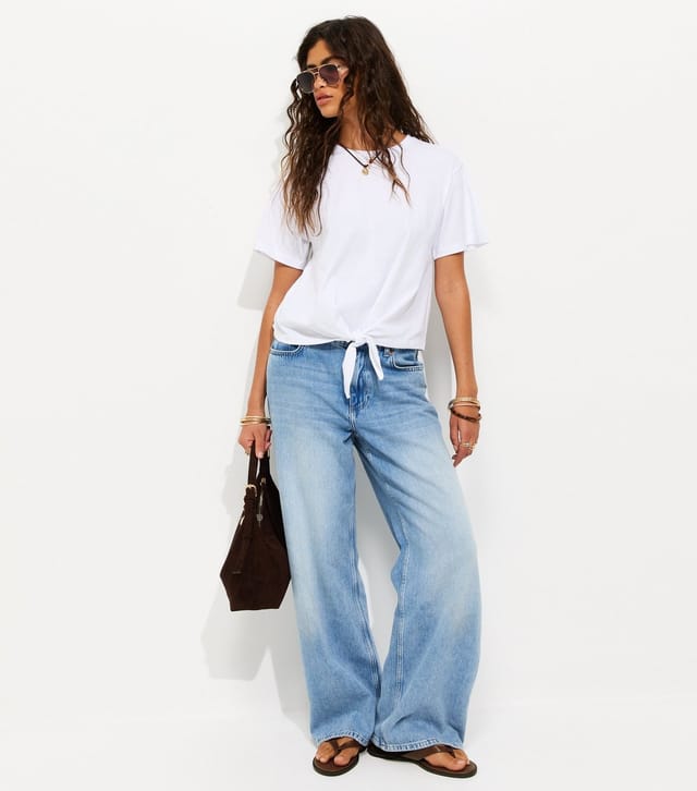 New Look Women's White Cotton Tie Front T-Shirt New Look - 3