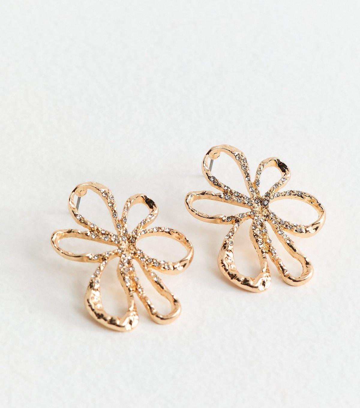 New Look Gold Tone Cutout Gold Diamante Flower Studs New Look - 3