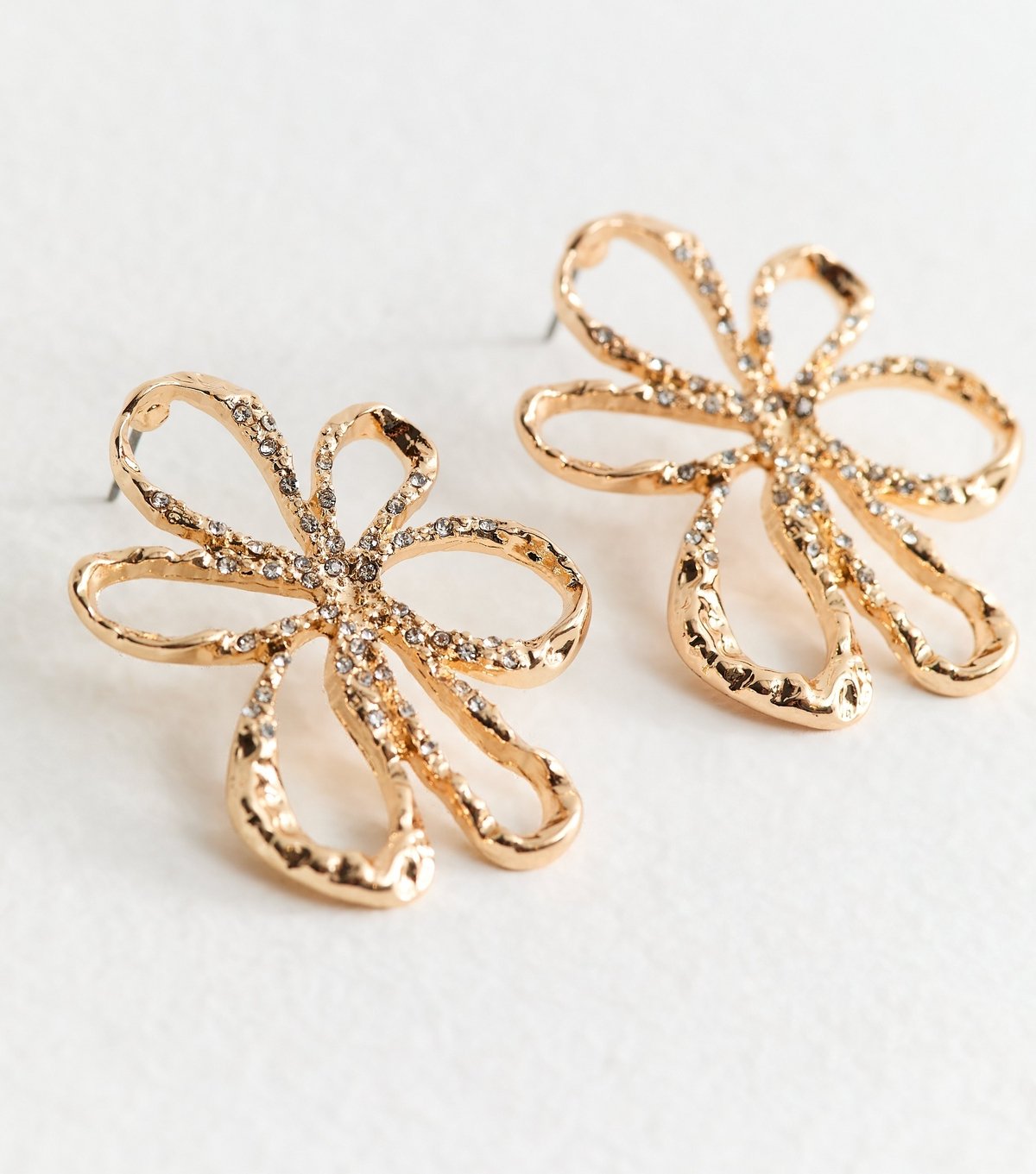 New Look Gold Tone Cutout Gold Diamante Flower Studs New Look - 4