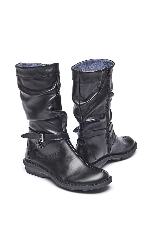 Moshulu Moshulu Women's 'Teacake' Slouchy Mid-Length Leather Boots in Black - 2