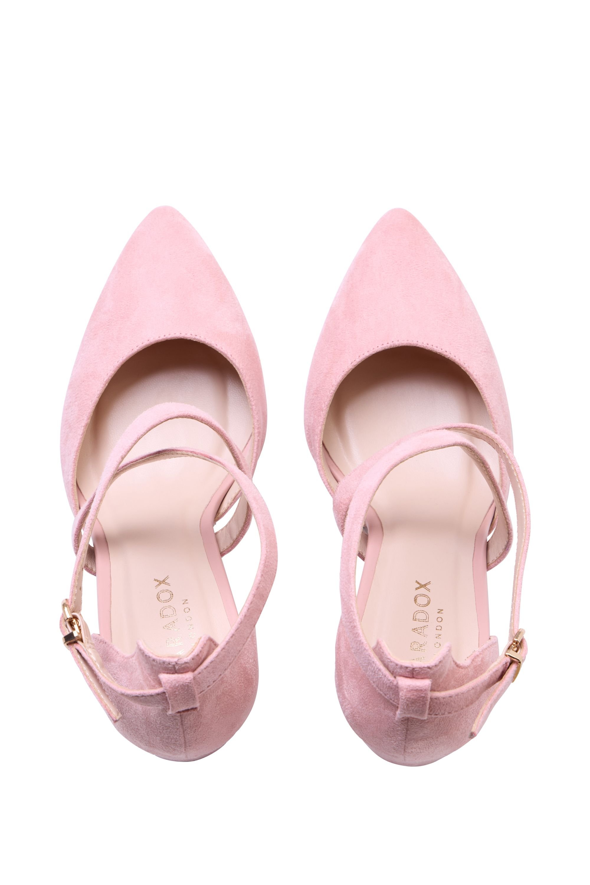 Paradox London Paradox London Women's 'Rachel' High Block Heel Cross Strap Court Shoes in Dusty Pink - 3