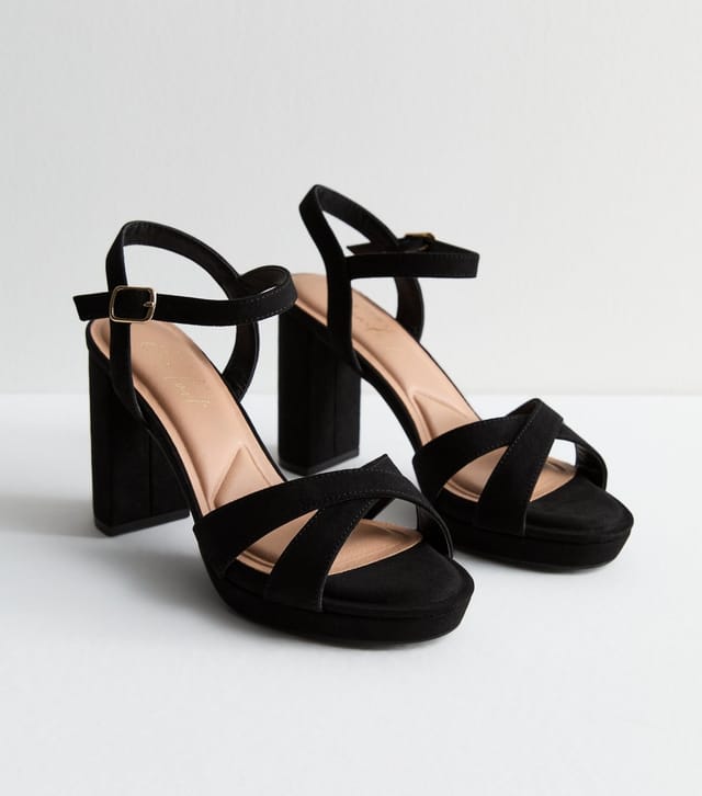 New Look Women's Black Suedette Platform Block Heel Sandals New Look - 3