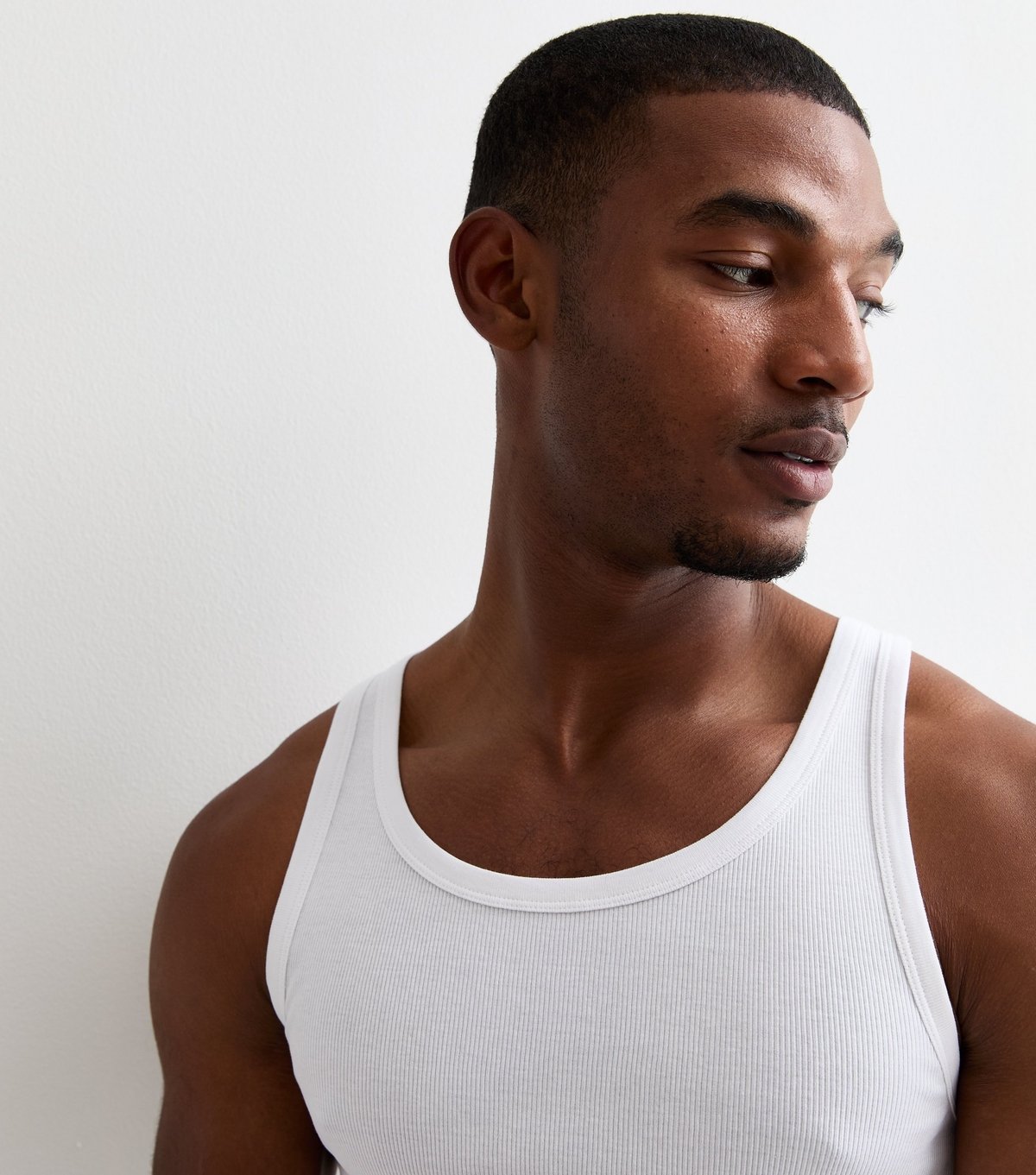 New Look Men's White Ribbed Jersey Muscle Fit Vest New Look - 2