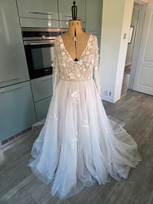 Monsoon Monsoon Blush Ivory Wedding Dress UK 14 Floral Tulle Bridal Gown