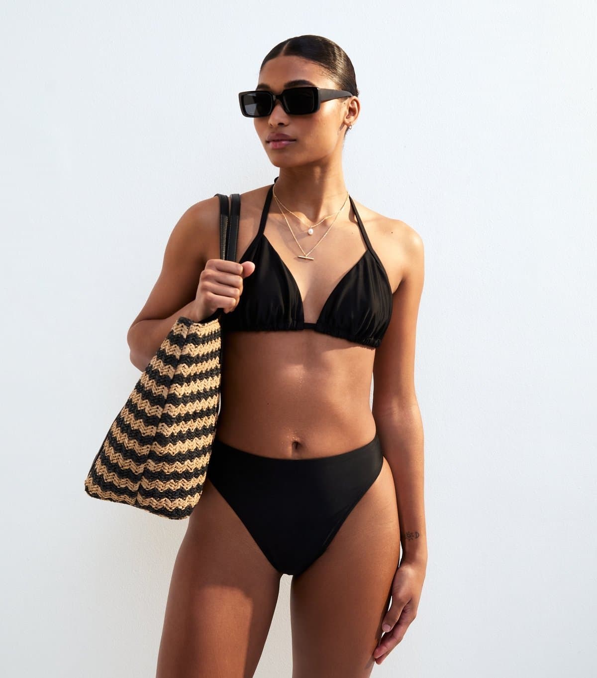 New Look New Look Black Stretch High Leg Bikini Bottoms