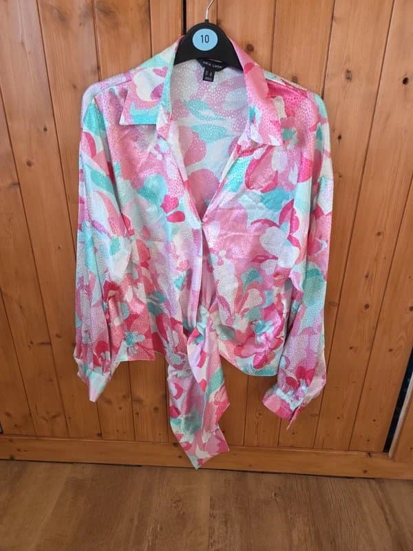 New Look New look pink silk shirt size 14