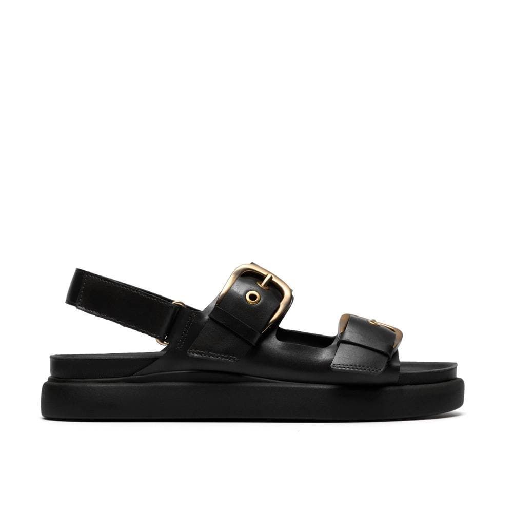 Clarks Clarks Women's Aristella Bay Black Leather Flat Sandals