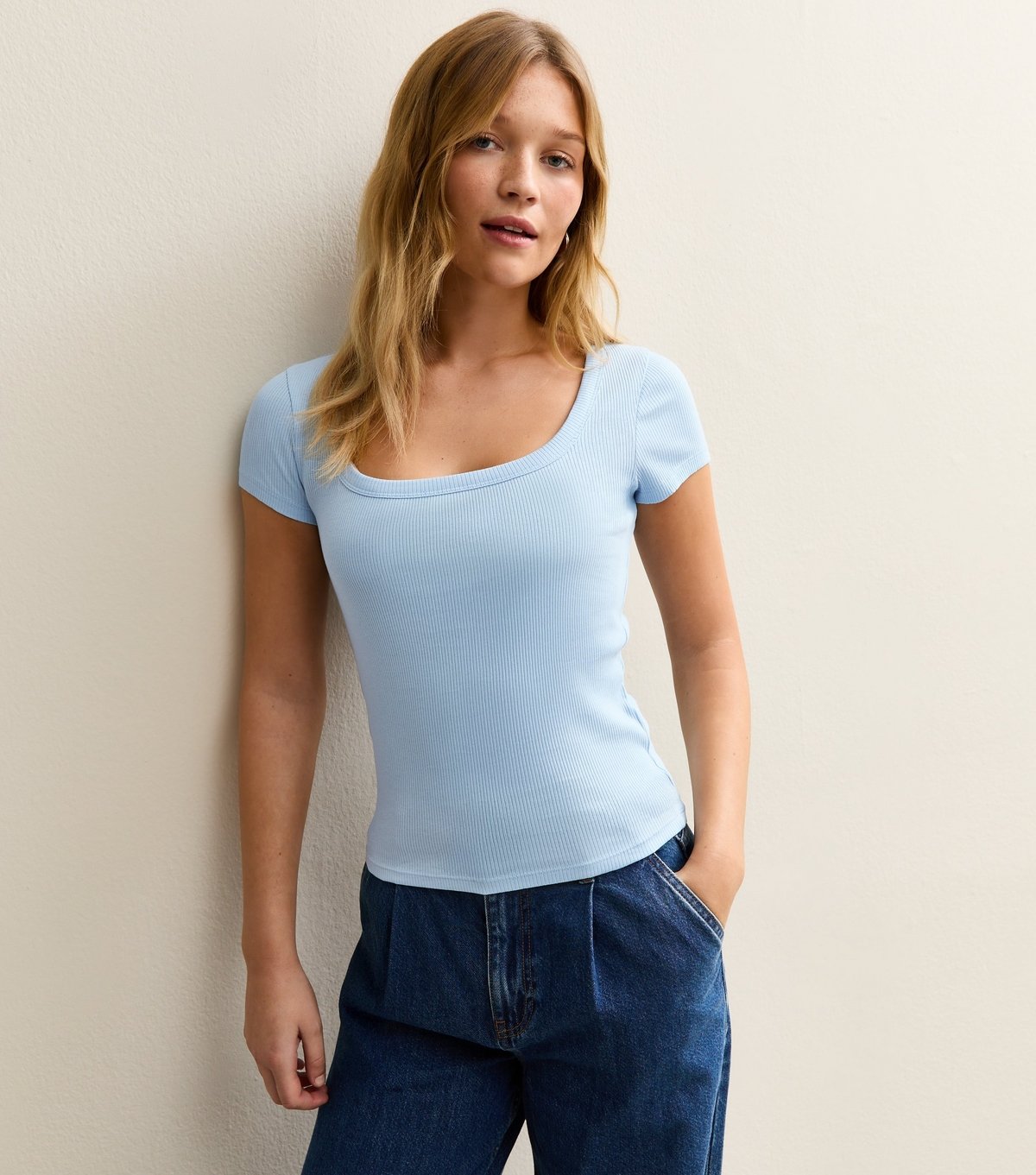 New Look Women's Light Blue Square Neck Top New Look - 3