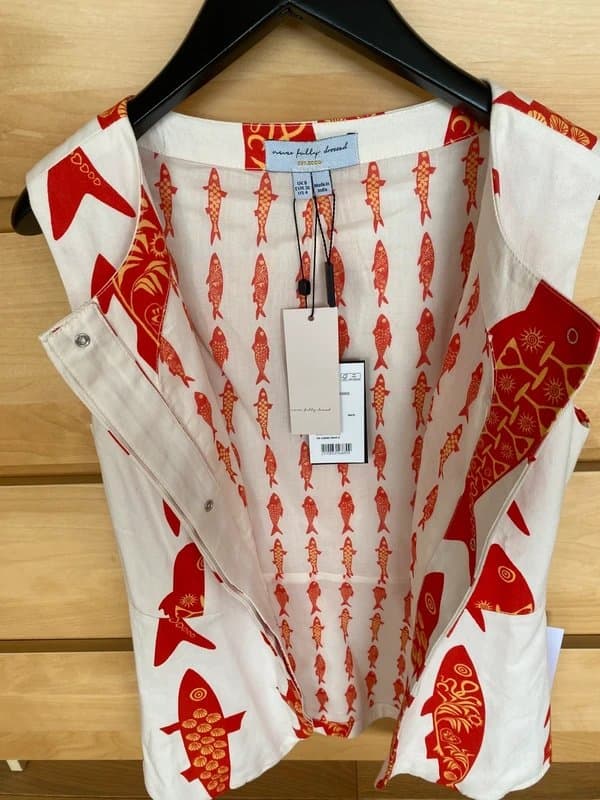 Never Fully Dressed Stunning Long Waistcoat with Fish Pattern from Never Fully Dressed