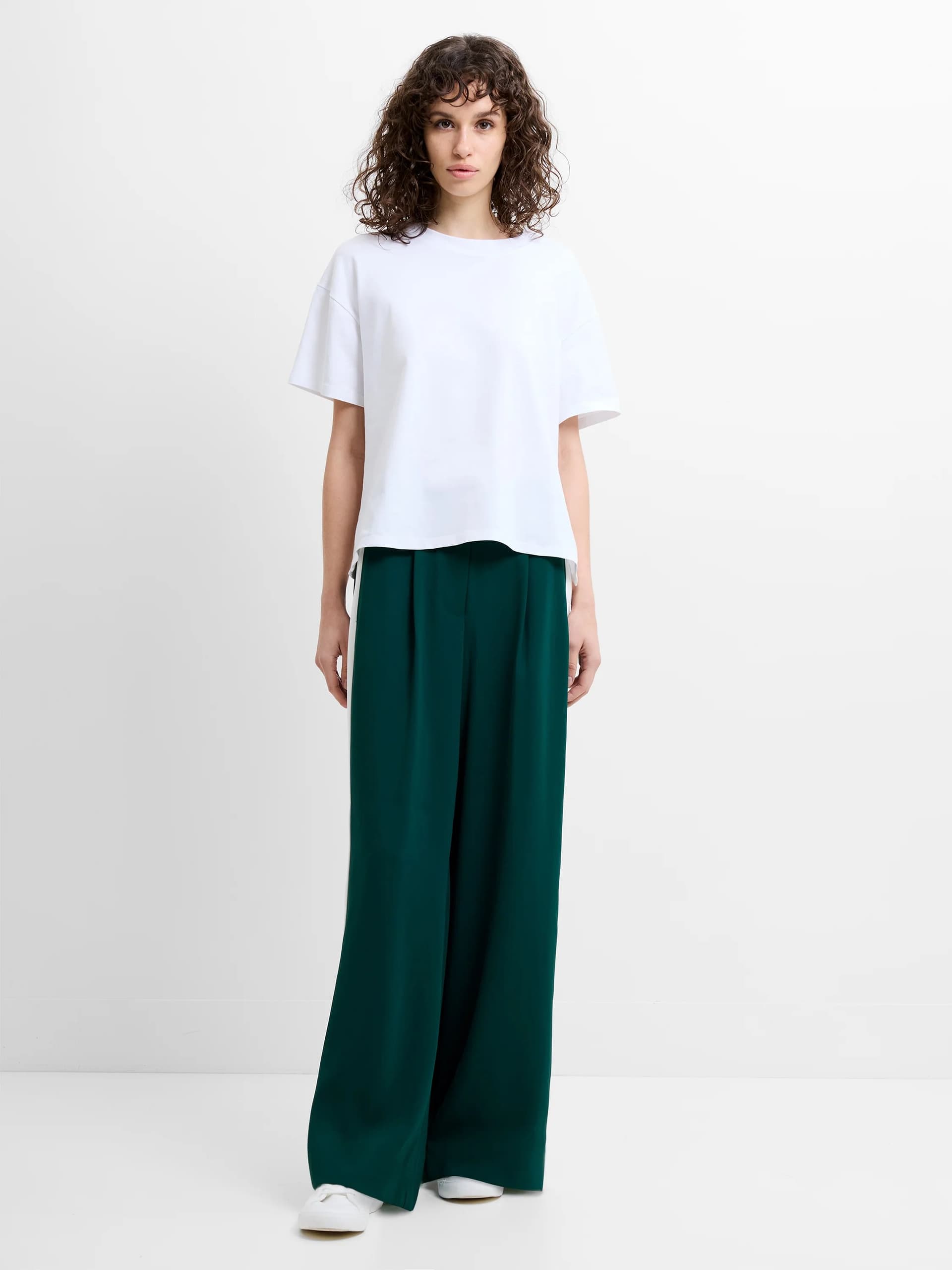 French Connection Vinnie Suiting Wide Leg Trouse Rainforest Green/por