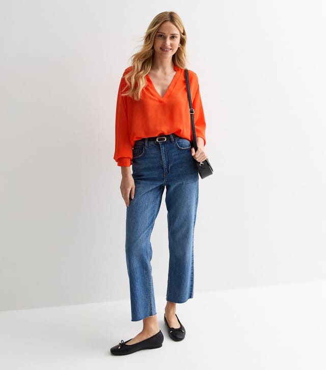 Gini London Women's Bright Orange Chiffon Oversized Blouse Gini London New Look - 3
