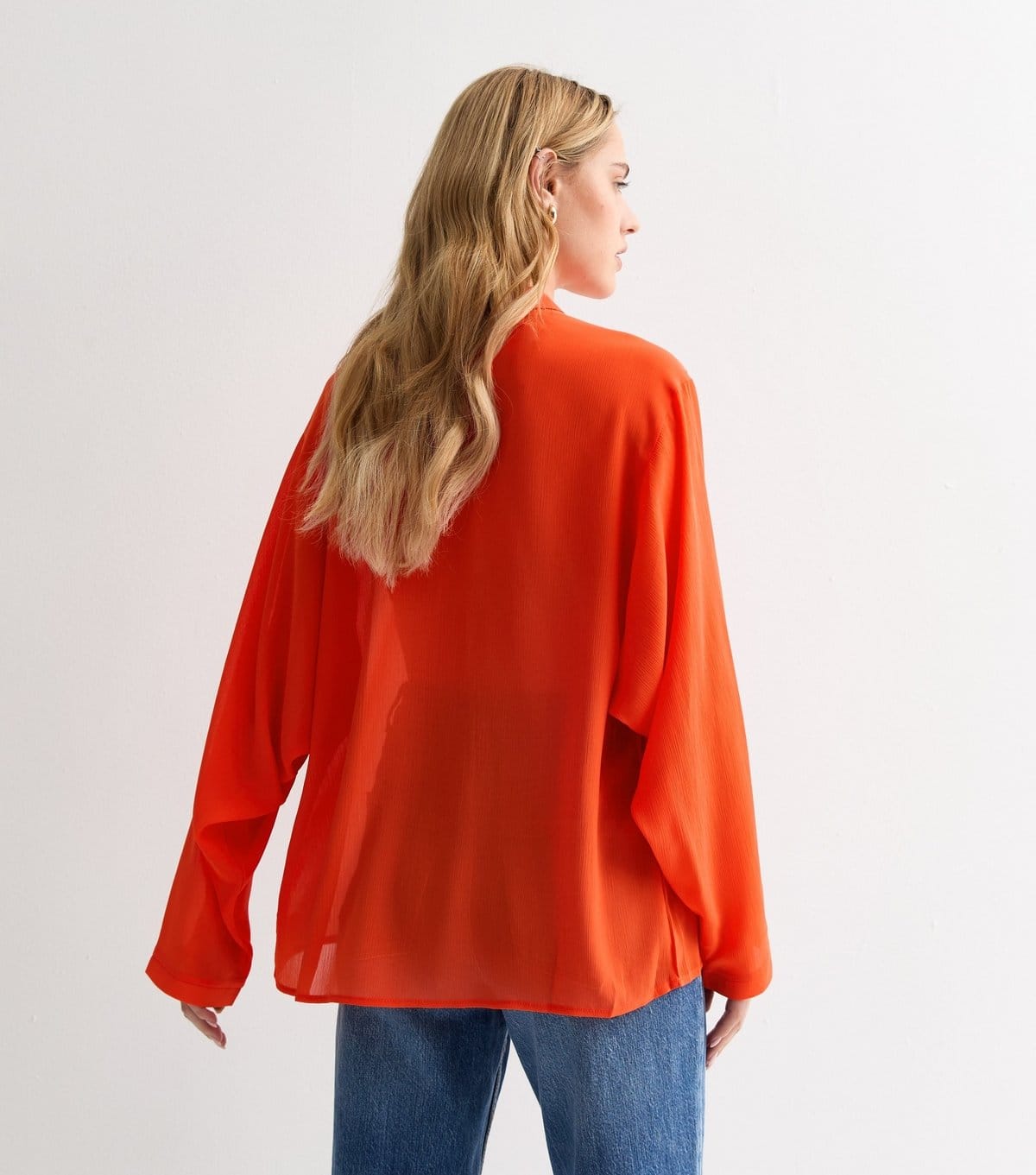 Gini London Women's Bright Orange Chiffon Oversized Blouse Gini London New Look - 4