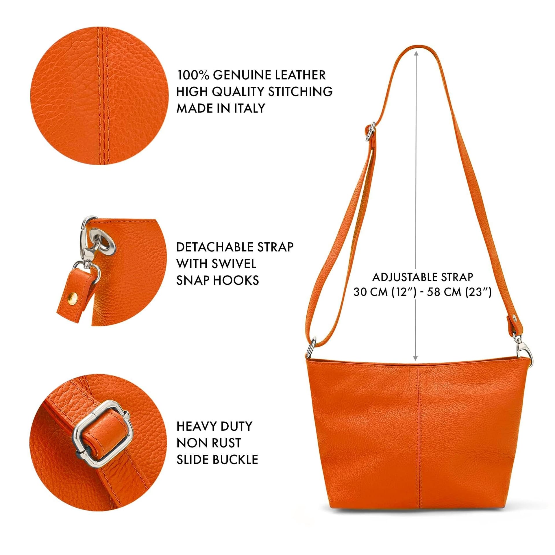 Woodland Leathers Woodland Leathers Women's Genuine Italian Leather Handbag Shoulder Bag in Orange - 4