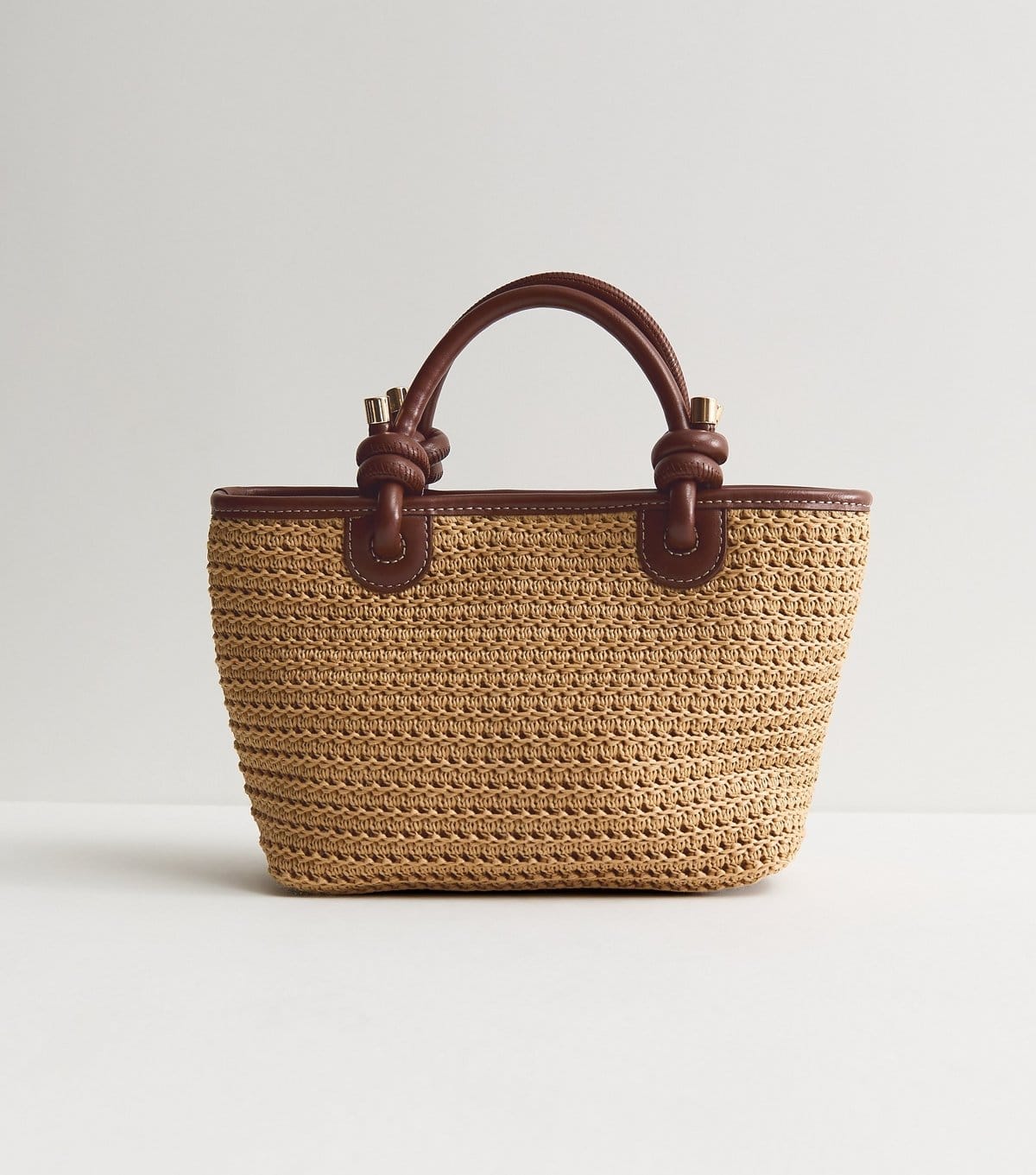 New Look Stone Knot Handle Woven Mini Tote Bag New Look - 4