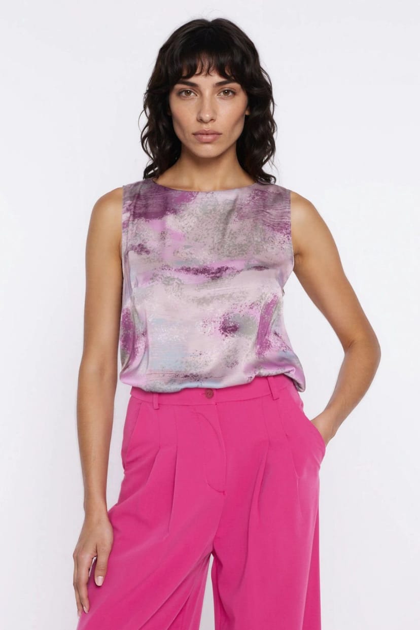 Love Lace Love Lace Women's Floral Sleeveless Boat Neck Blouse Button Back - 1