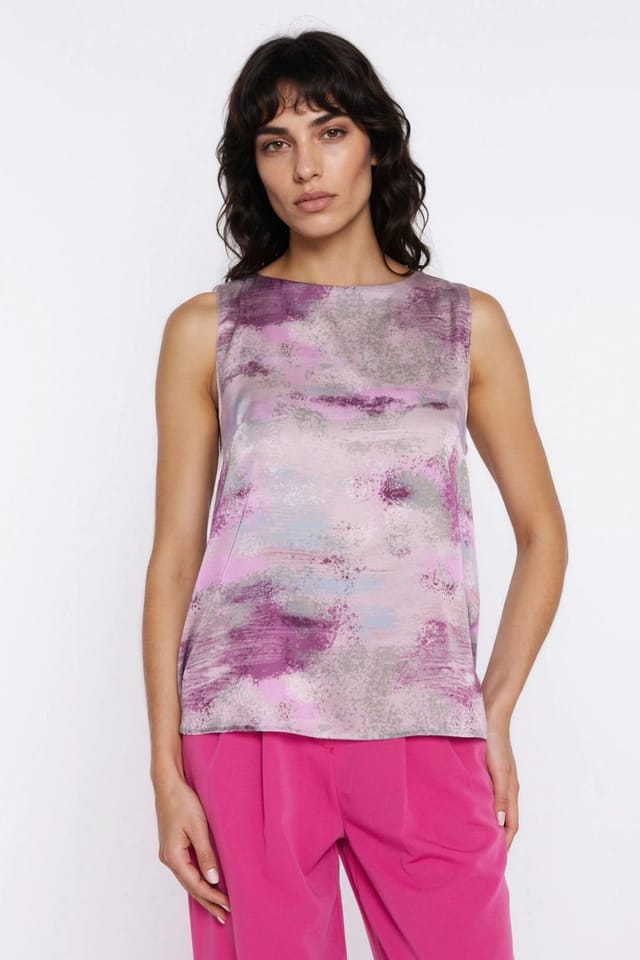 Love Lace Love Lace Women's Floral Sleeveless Boat Neck Blouse Button Back - 2