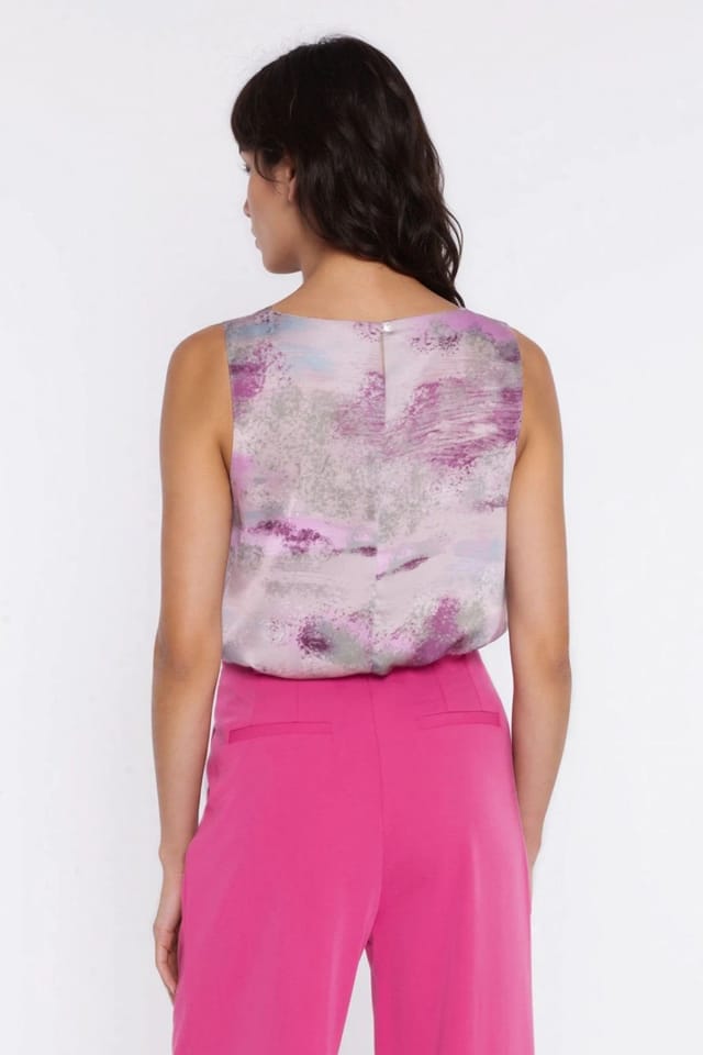 Love Lace Love Lace Women's Floral Sleeveless Boat Neck Blouse Button Back - 3
